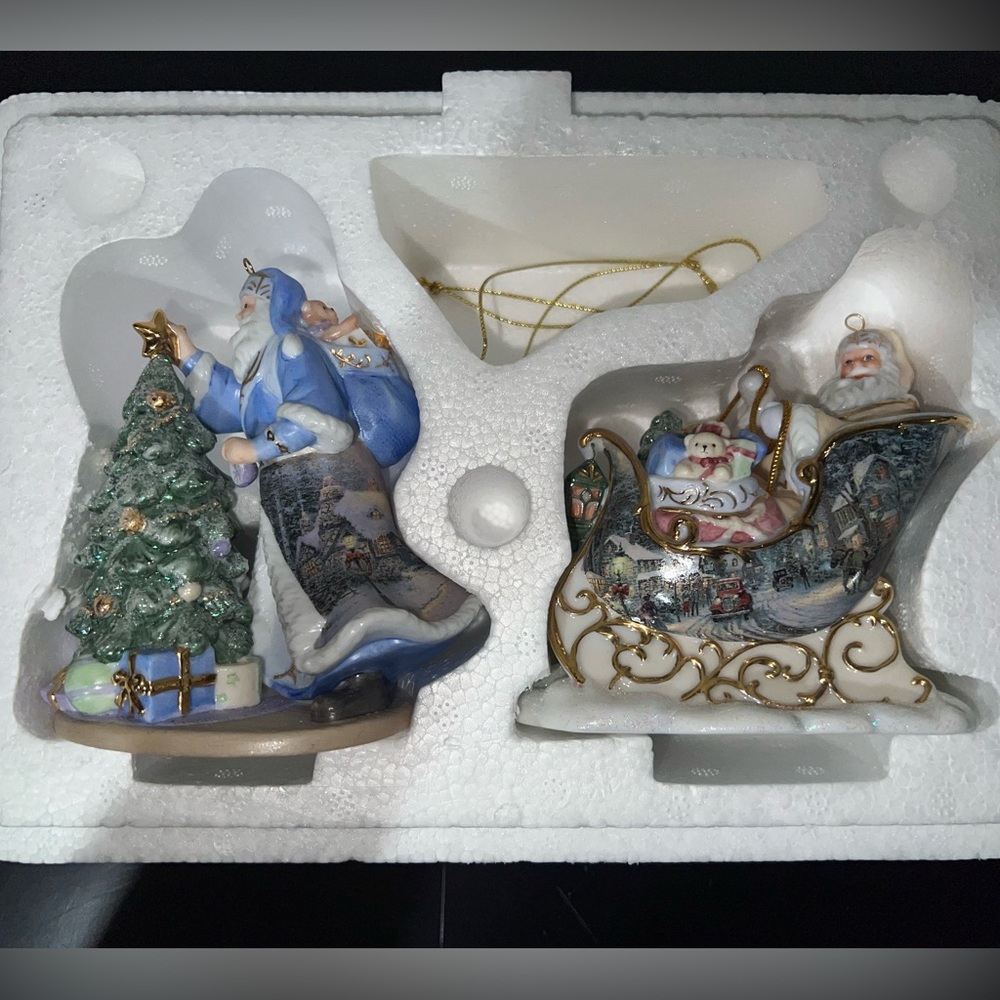 Thomas Kinkade Spirit of Christmas vintage bone china collectible ornaments 2004